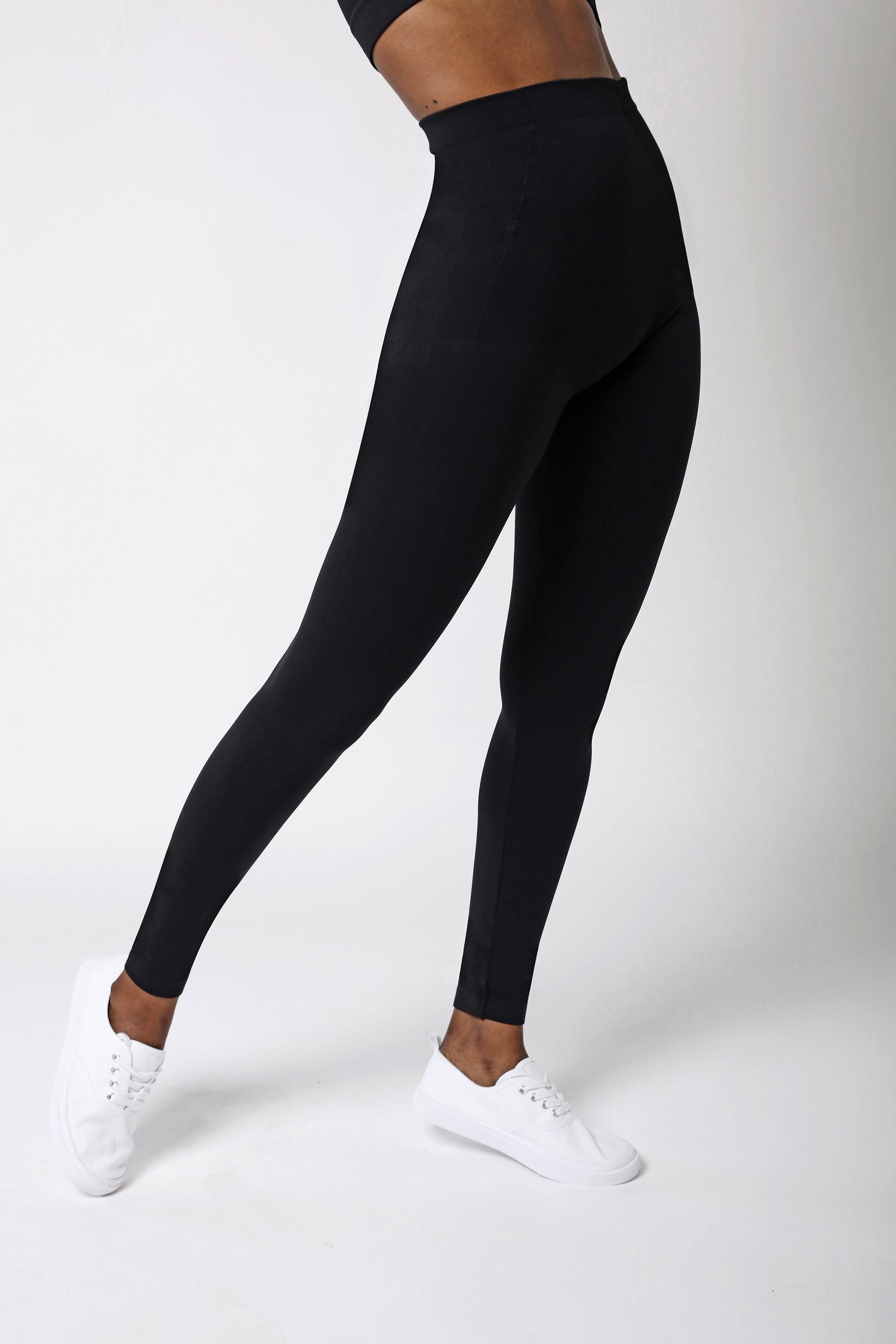 side view of black legging for women - Black