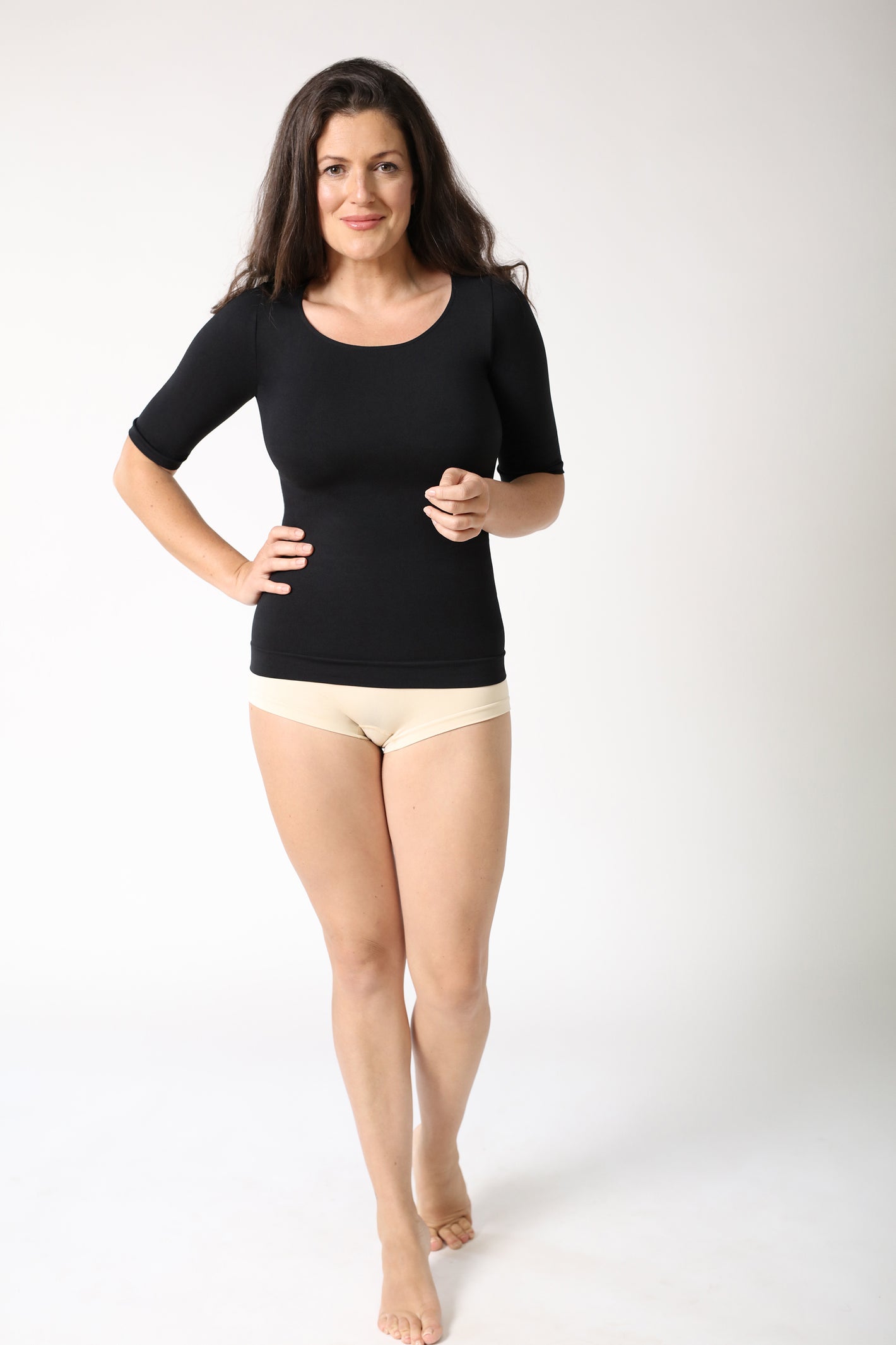 shapewear tshirt tummy control - Black