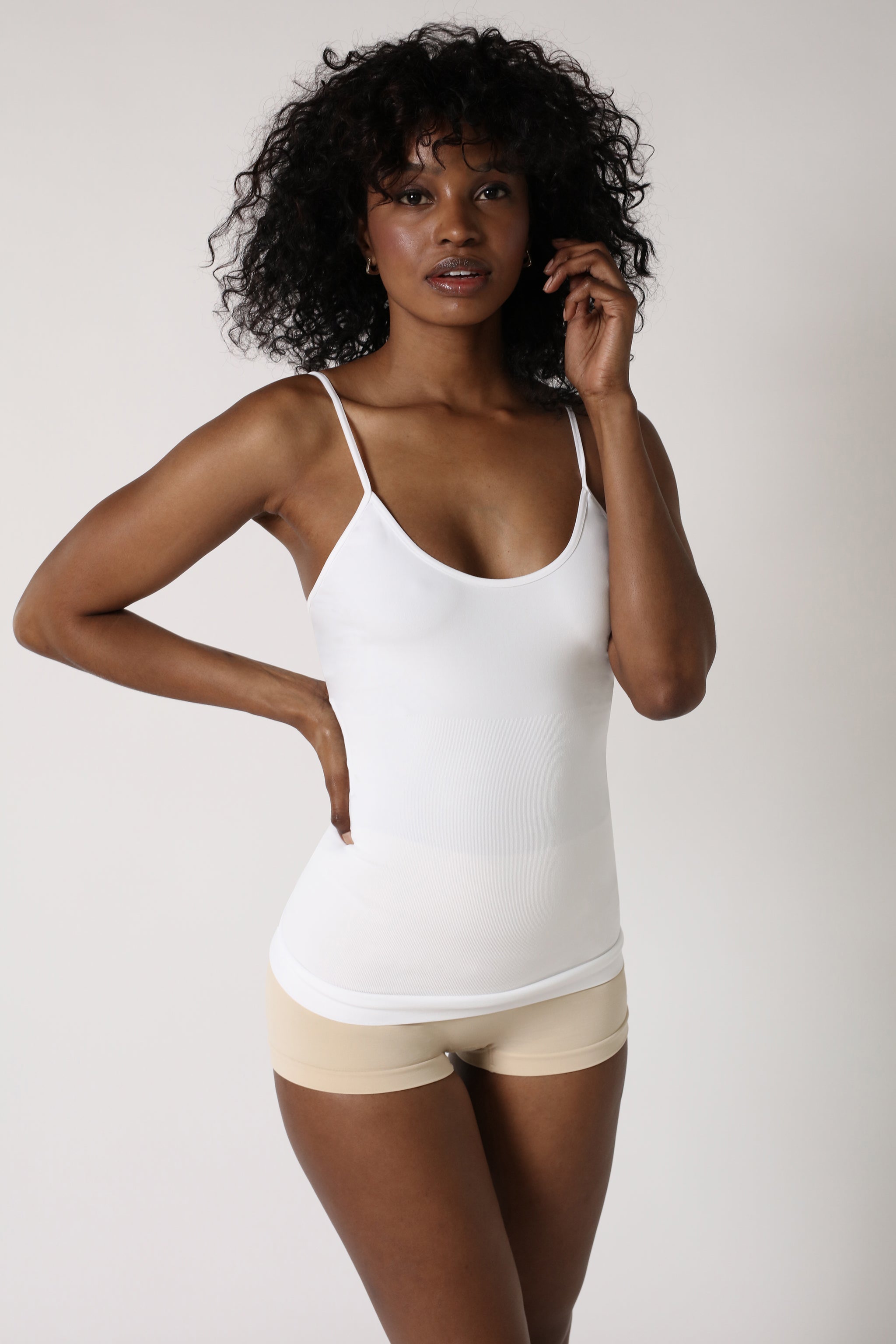 white camisole fine straps - White