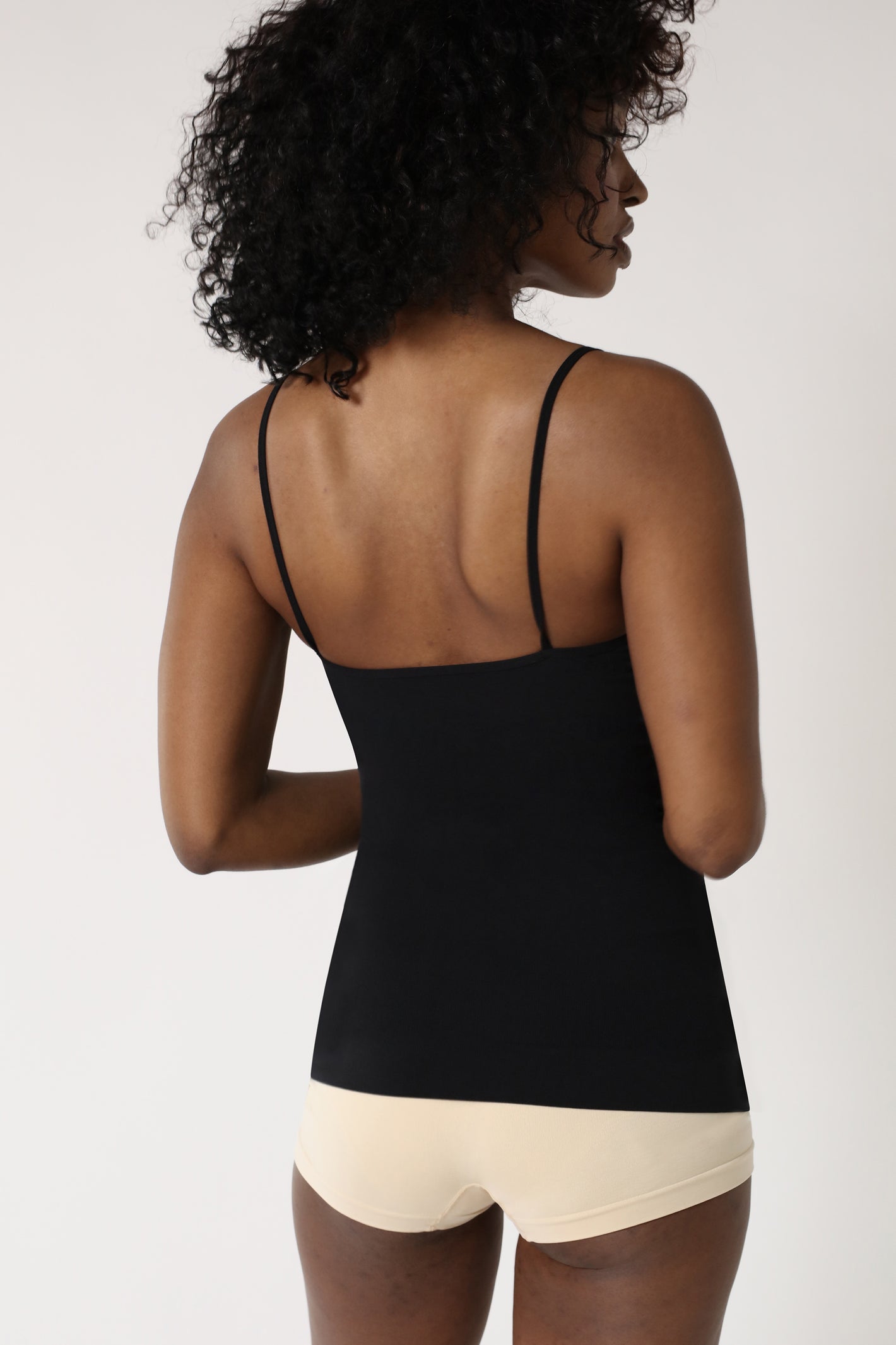 back view of lady wearing shaping cami - Black
