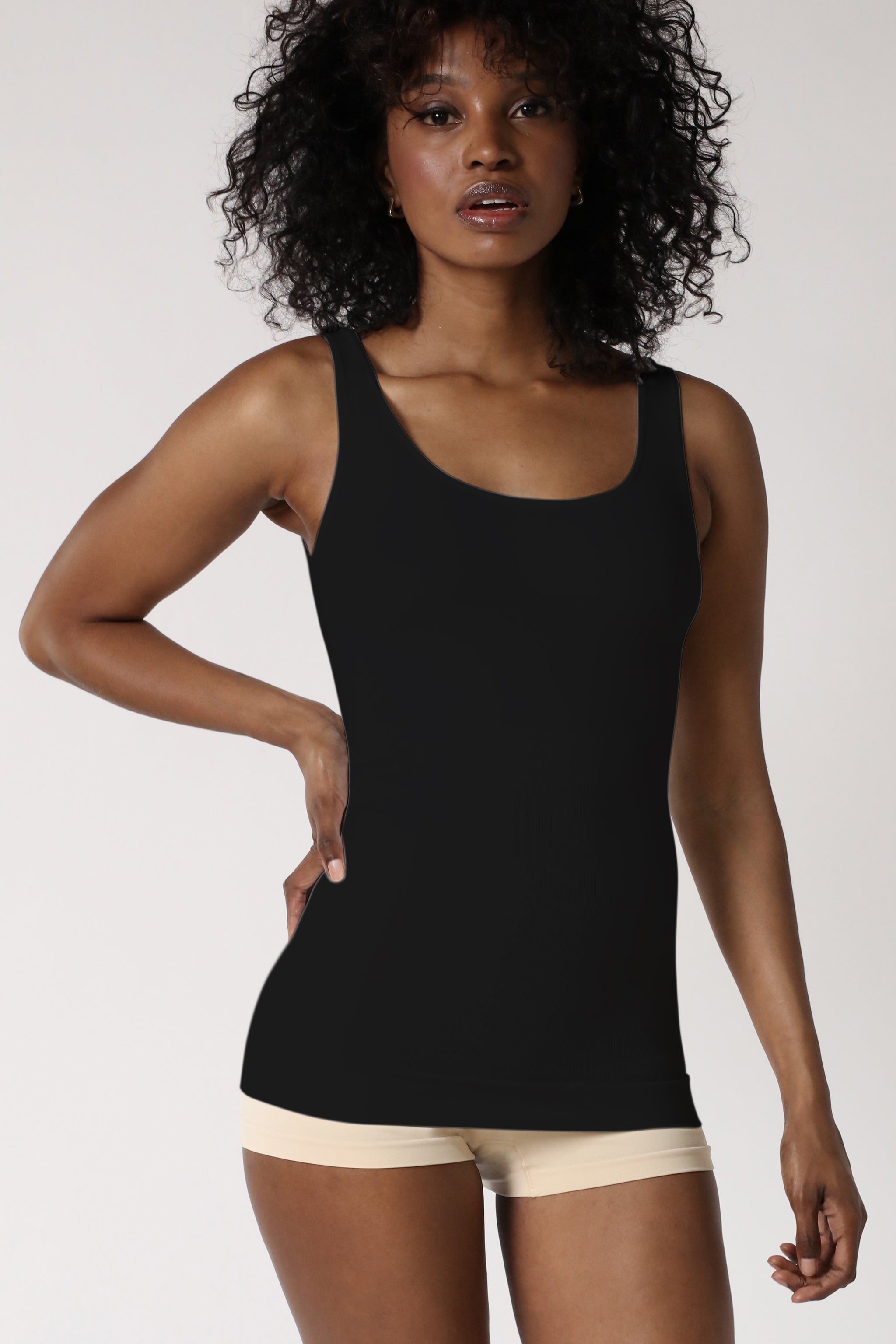 tank top shapewear with wide straps - Black