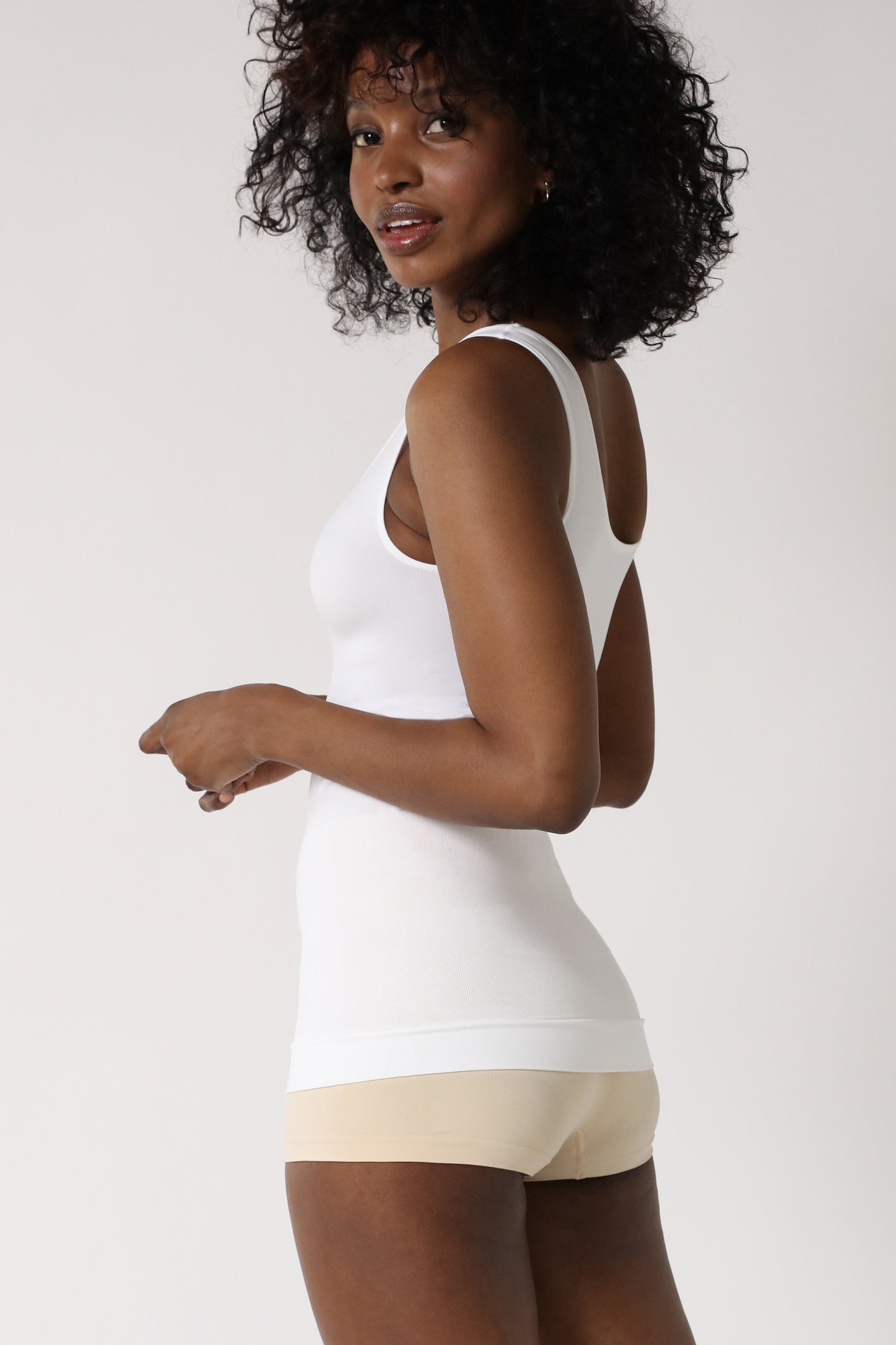 side of tummy control tank top - White
