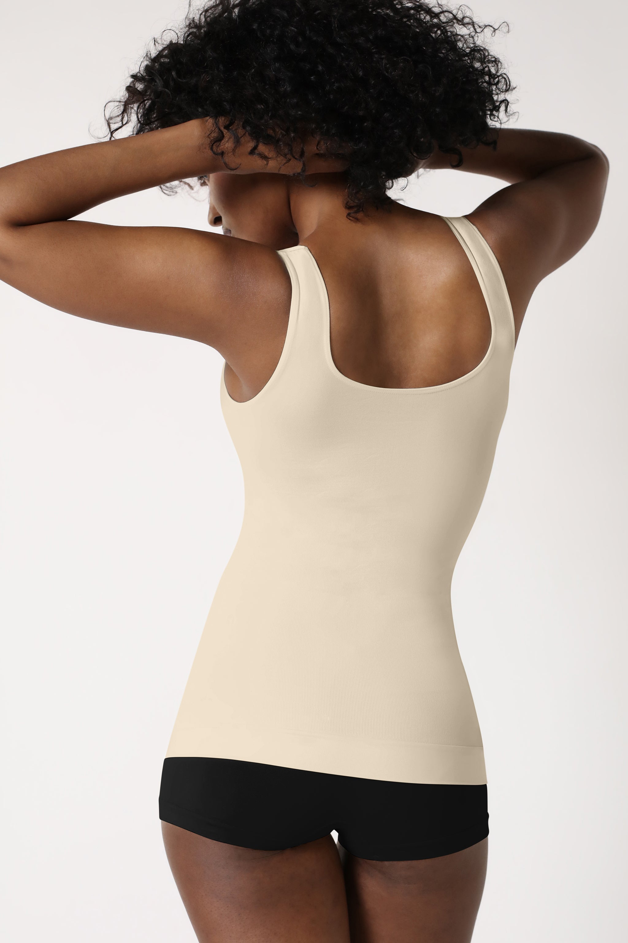 back view of tummy control tank top - Nude