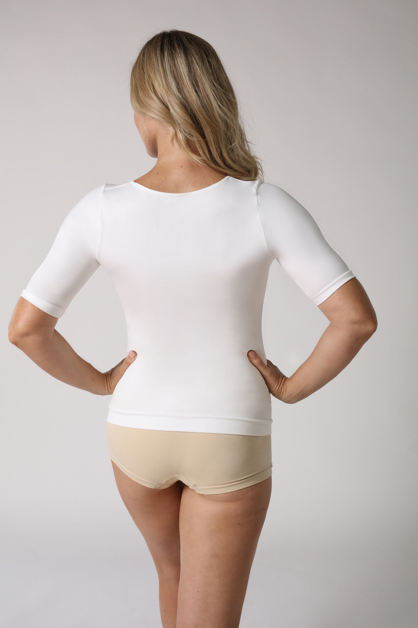 white shapewear Tshirt from the back - White