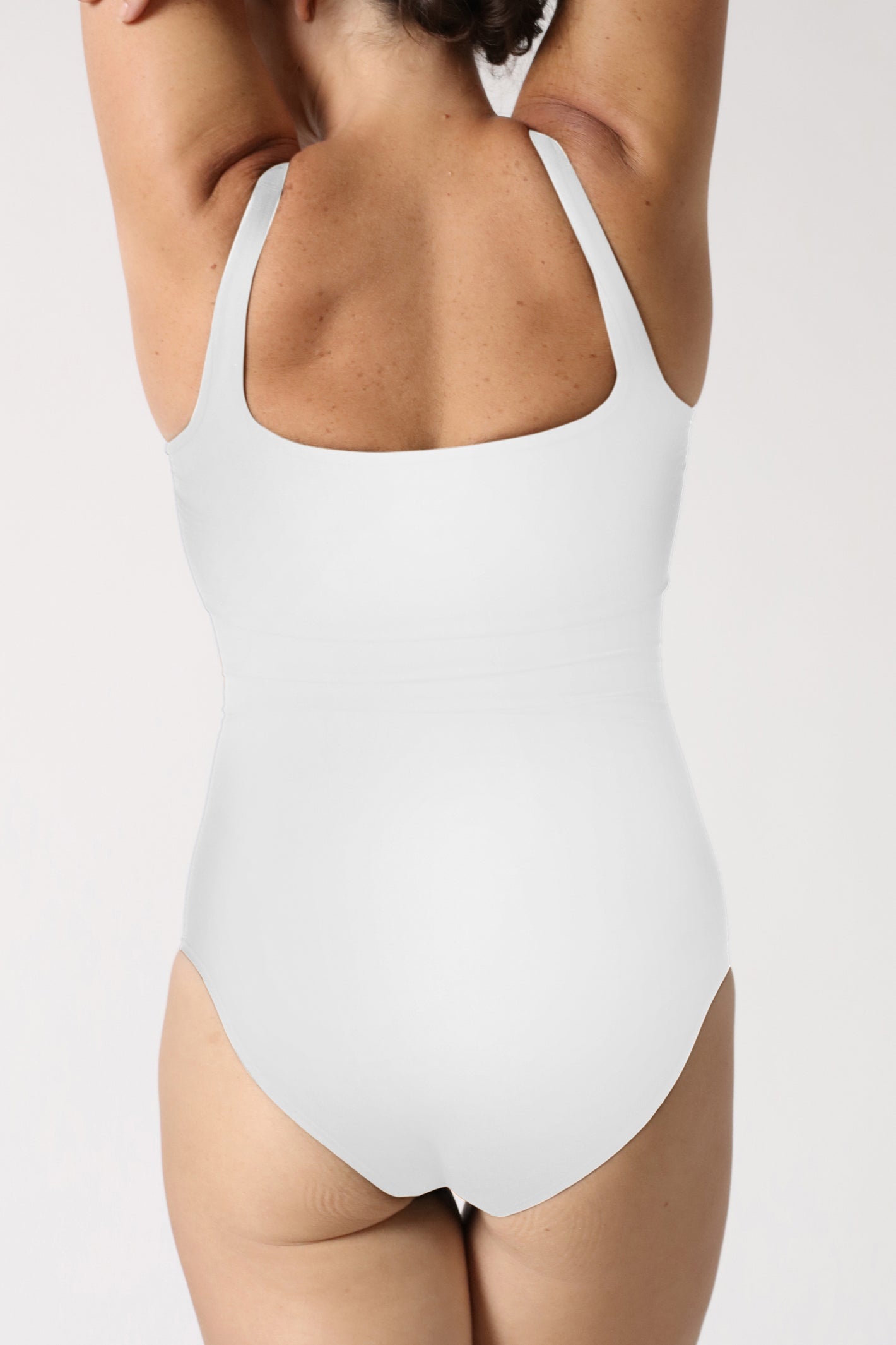 tummy control bodysuit with wide straps - White