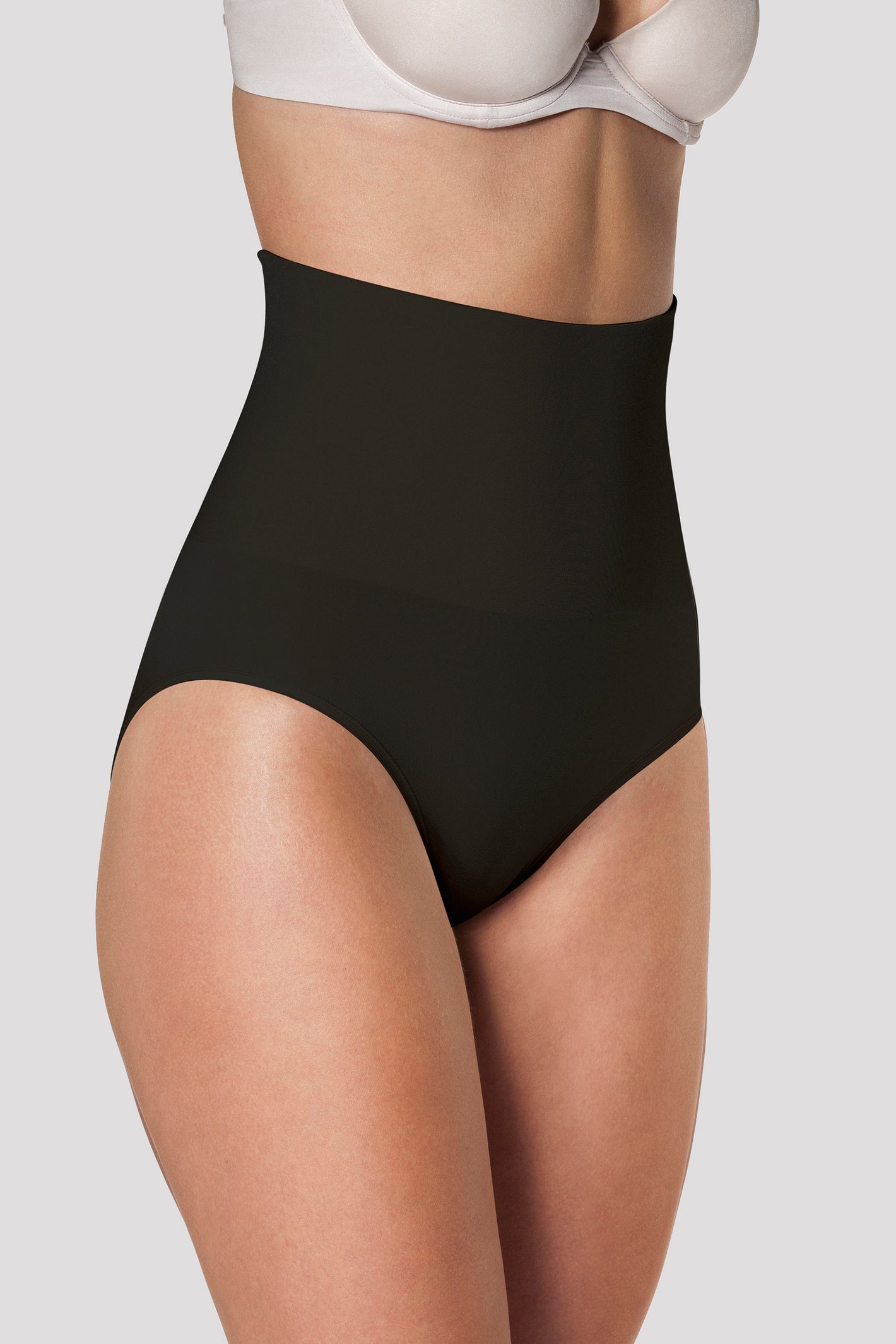 front view high waist tummy control shapewear brief - Black