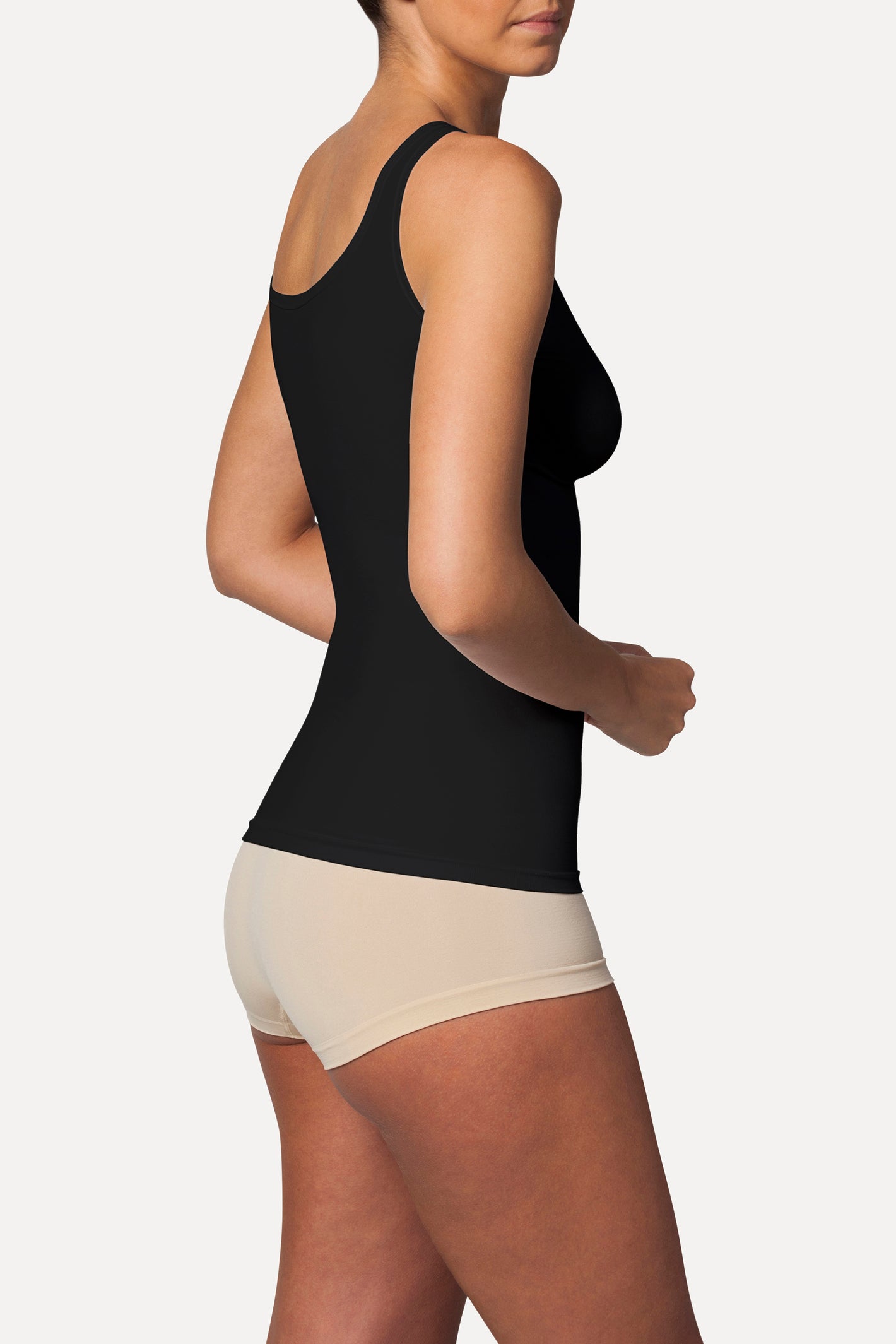 side view of shape cami with support - Black