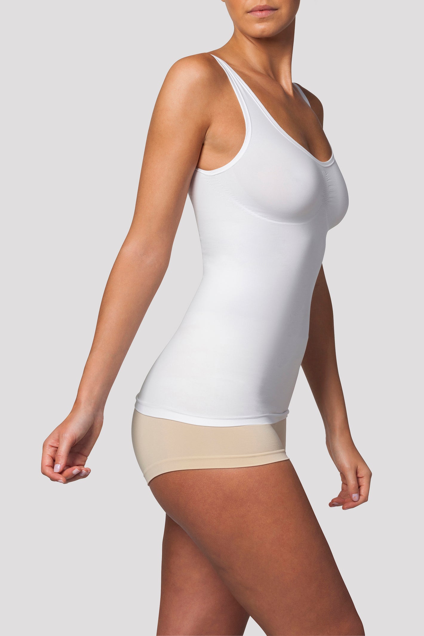 shapewear top with support for tummy control - White