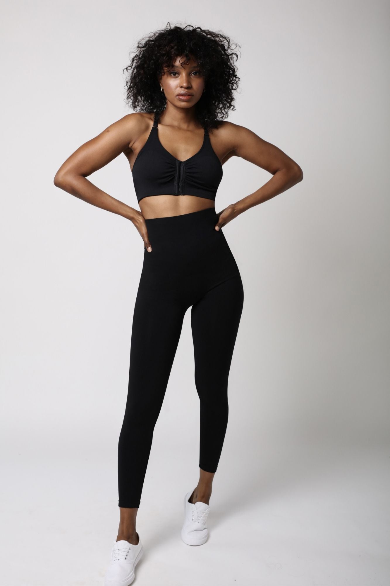 high waist tummy control legging - Black